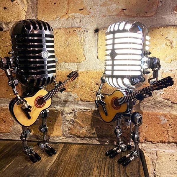 

party decoration microphone robot lamp vintage touch dimmer table - desk
