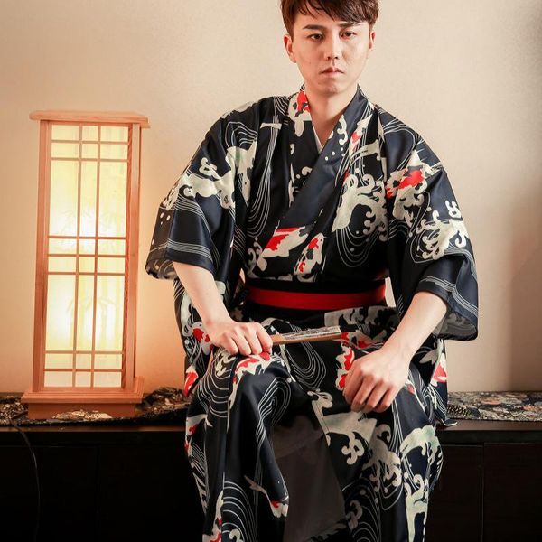 

ethnic clothing samurai haori cosplay costumes traditional cardigan japan men yukata kimono gown halloween male stage performance kimonos dr, Red