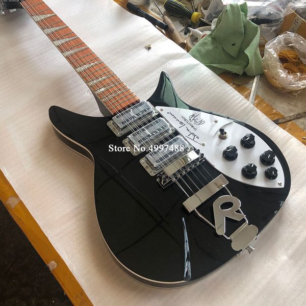 Rickenback-12-saitige E-Gitarre, 325 E-Gitarre, leuchtend schwarze Lackierung, hochwertiges Material, doppelte Einfassung, Custom Store