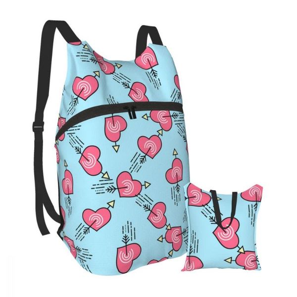 

backpack foldable waterproof travel men bag valentine's day line hearts