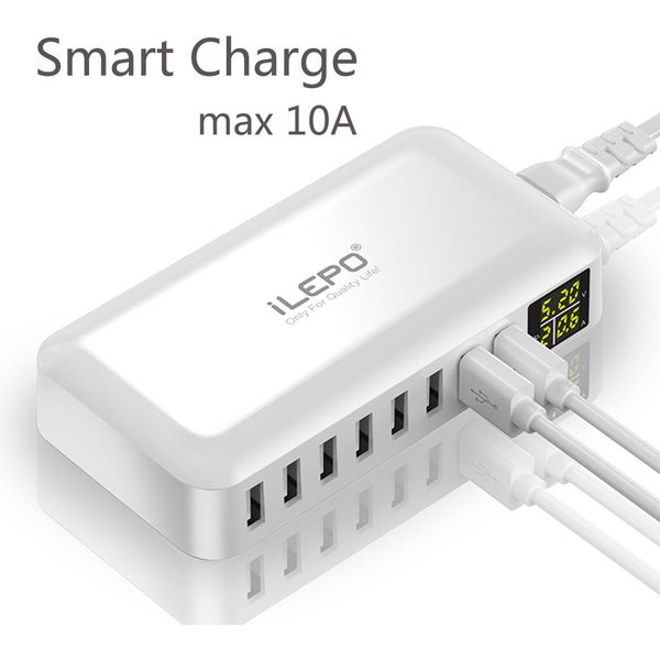 

ilepo 60w 8 port usb fast charger qc3.0 hub smart quick charge led display multi usb charging station mobile phone deskhome