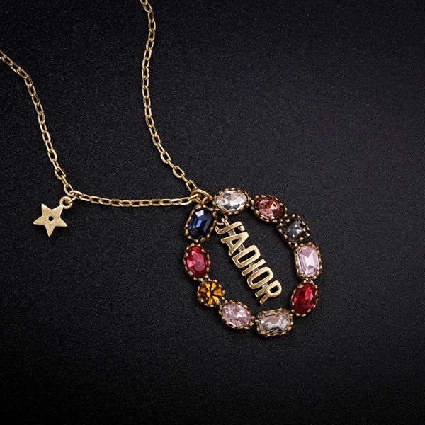 

family's new 21 year color full diamond letter necklace, Silver