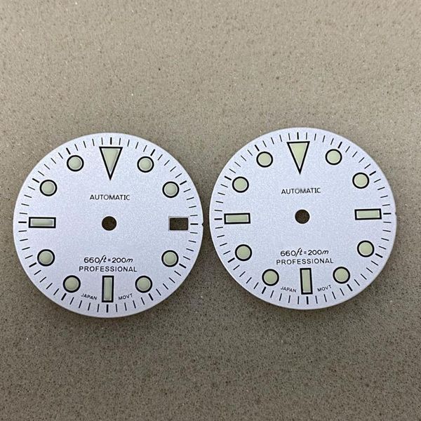 

repair tools & kits three-dimensional white dial 28.5mm convex green luminous for skx007 nh35/nh36 movement single calendar/no calendar with