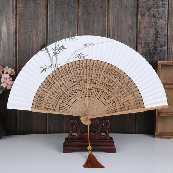 

other home decor chinese elegant solid wood printed rice paper fan is simple, and unpretentious hand folding fans
