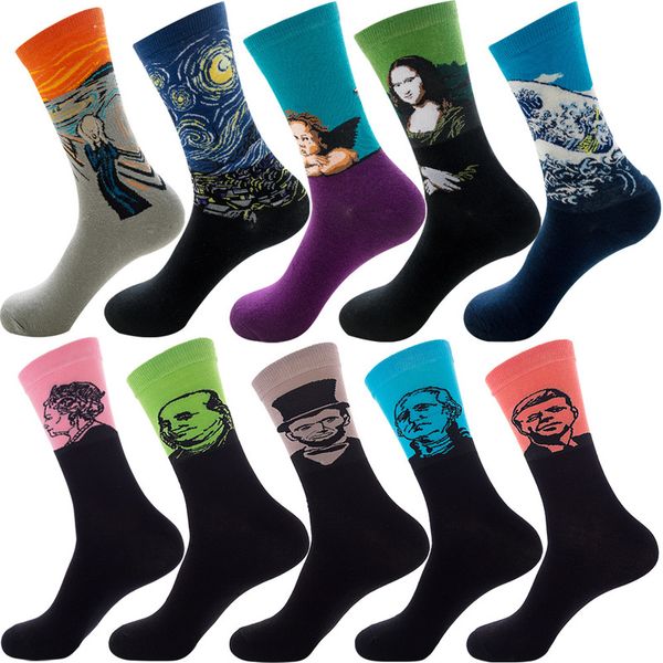 

10 pair scute socks brand diamond ramen astronaut pattern hip hop cool socks for men winter thick long skate funny socks colorfulmens cute, Black
