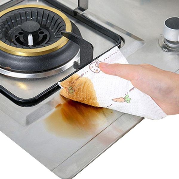 

sheets roll printed kitchen dishwashing paper oil absorbing cooking towel washable wipes