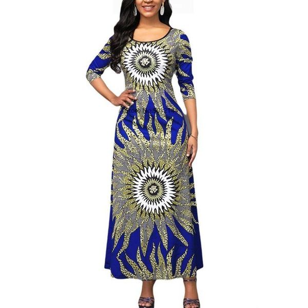 

casual dresses woman dress 2021 spring plus size slim long sleeve ball gown maxi elegant vintage print party 5xl, Black;gray