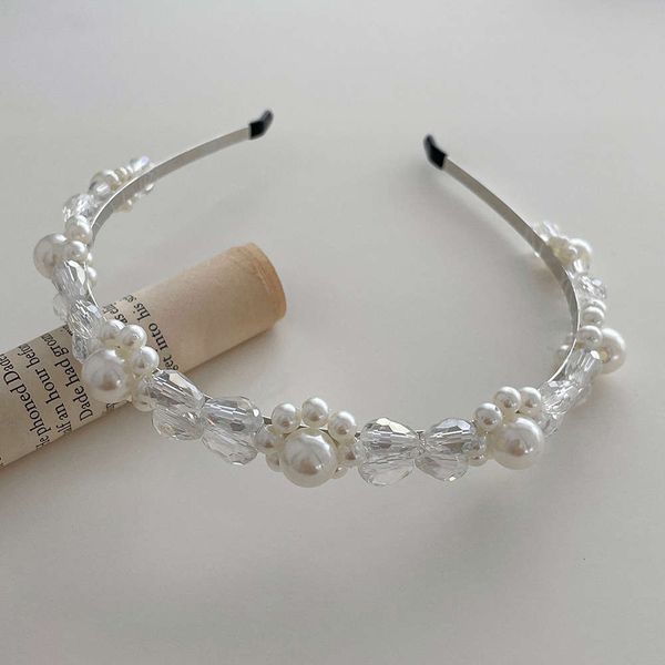 

net red pearl flower hoop simple style press headdress, Black;brown