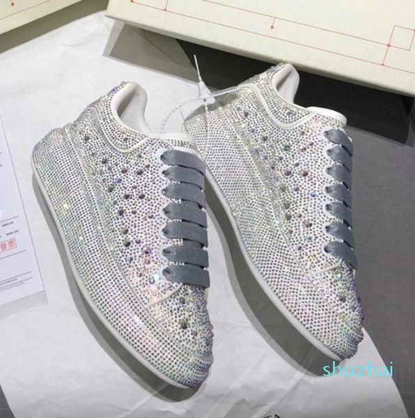 

designer- platform boots luxurys designers shoes genuine leather diamond boot rhinestone sneakers women trainers party flat shoes, Black