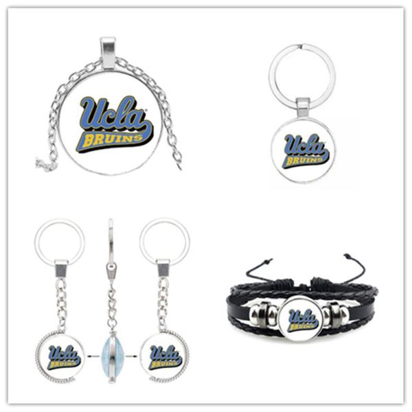 

charm bracelets ucla charms bruins keychains university sport bracelet football necklace jewelry for man woman fans, Golden;silver