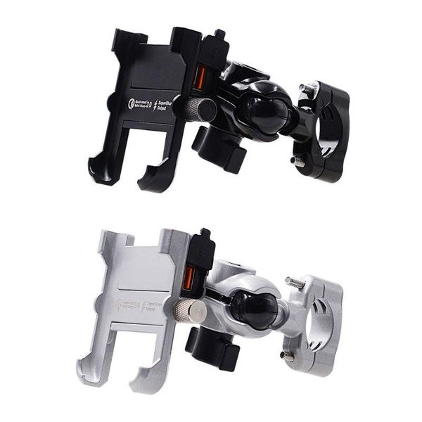 

waterproof metal motorcycle smart phone mount with qc 3.0 usb quick charger motorbike mirror handlebar stand holder for cell mounts & holder