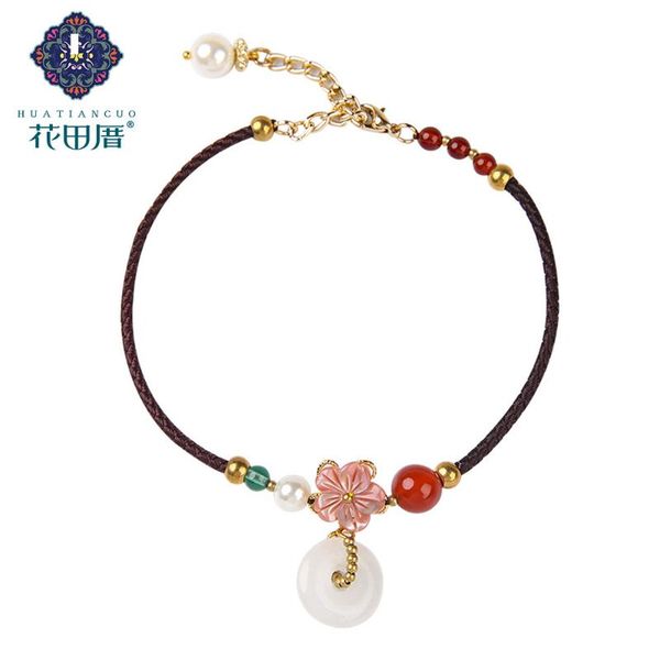 

anklets ethnic shell bead green red agate flower anklet rope unique foot ornaments female accessories jl-190309, Red;blue
