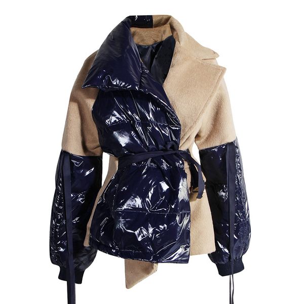 

women's fur & faux loose version of the hooded long-sleeved warm ladies parka fashion trend novelty autumn and winter woolen coat 5w1v, Black