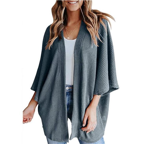 

women's knits & tees 2021 autumn winter loose knit cardigan sweater fashion half sleeves solid color casual slim sweaters female jd1565, White