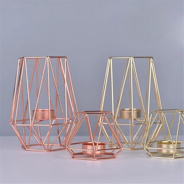 

european golden candlestick hexagon candle holders retro metal stand tableexquisite candelabra home el decoration candles