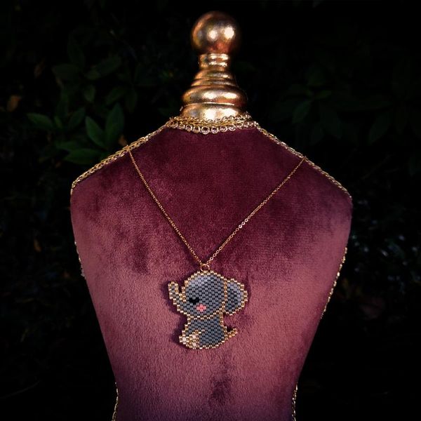 

pendant necklaces fairywoo elephant necklace girl cute jewelry accessories handmade miyuki beads wholesale animal chocker, Silver