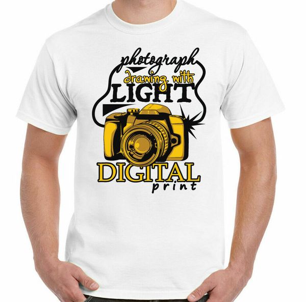 

pgraphy drawing t-shirt with fun mens light camera, White;black