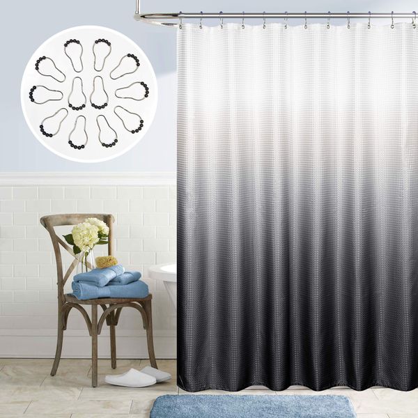 

water repellent ombre bathroom shower curtains-navy blue-70x72