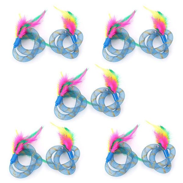 

cat toys 10 pcs/set cute funny spring hose pet interactive playing feather toy