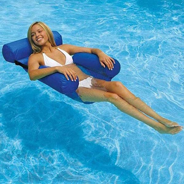 

swimming pool inflatable foldable floating row backrest air mattresses bed beach water sports lounger float chair hammock mat floats & tubes