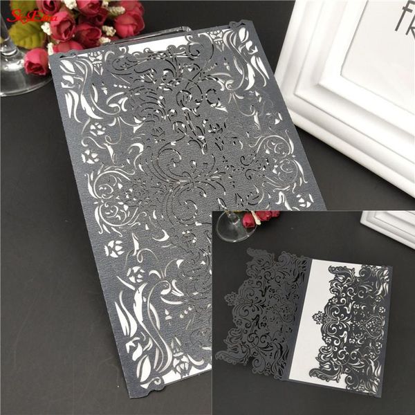 

greeting cards 10pcs/lot wedding invitations blank inner page business/party/birthday laser invitation card no envelope 7zsh073