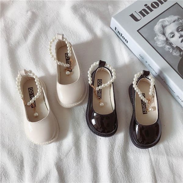 

baby sneakers girls shoes casual kids footwear children spring autumn princess leather pearl chain shoe b7839, Black;red