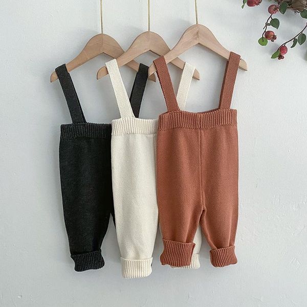 

trousers born knitting cotton leggings for baby girl overalls infant boys strap pants 3 colors autumn spring pp, Blue