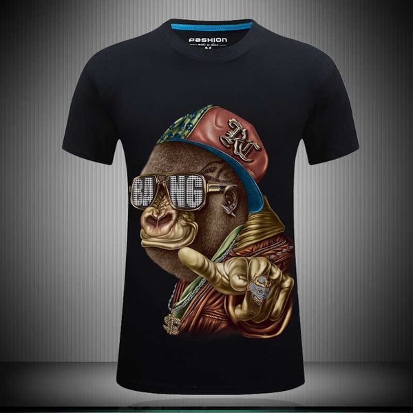 

men's t-shirts summer monkey 3d short sleeve large bottom shirt, White;black