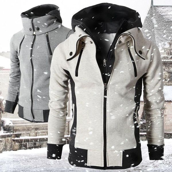 

men's hoodies & sweatshirts men hoodied zip up long sleeve winter warm casual fleece fashion hooded male streetwear harajuku outwear1, Black