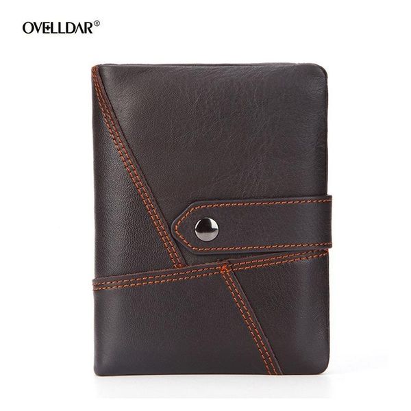 

wallets men's short genuine leather wallet vintage coin purse small card holder first layer money bag hasp, Red;black