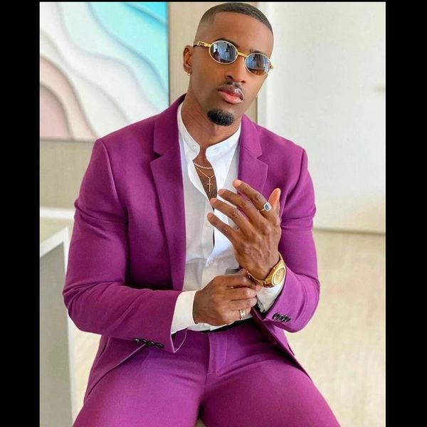

men's suits & blazers summer costume hommes handsome purple notched lapel wedding for men slim fit mens prom tuxedos blazer groom sets, White;black