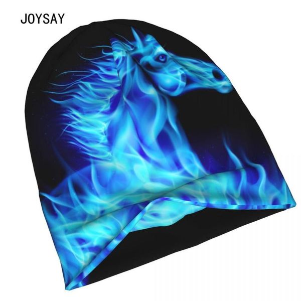 

beanies men women blue flame horse thin spring and autumn knit hat outdoor sports windproof stretch hedging cap