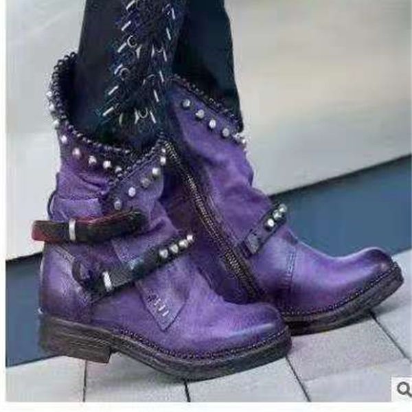 

2021 rivet short boots belt buckle women's boots set, Black