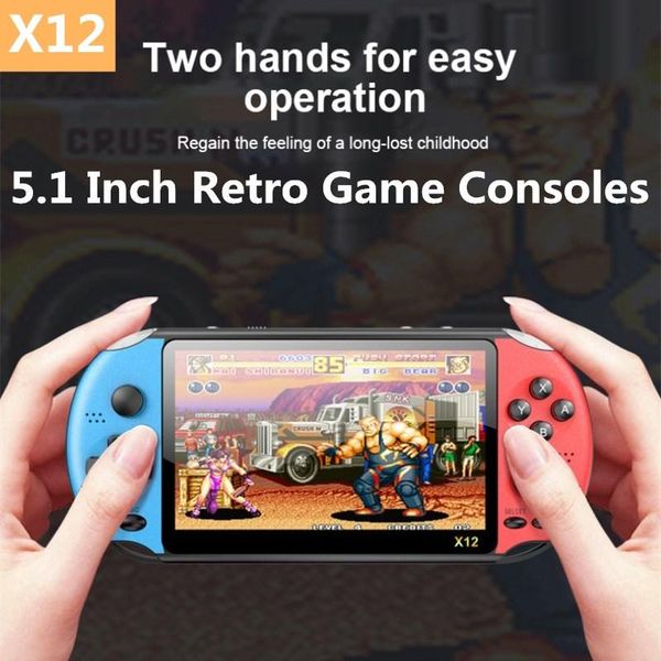 

game controllers & joysticks x12 5.1-inch handheld multifunctional retro console, built-in 1000+ dual joystick games, replaceable support tf