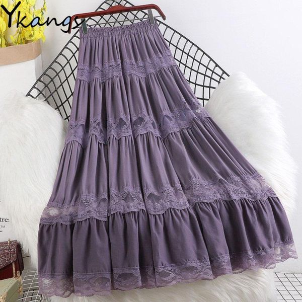 

skirts purple summer chiffon beach boho long skirt women black white lace pleated ladies office high waist midi saia streetwear