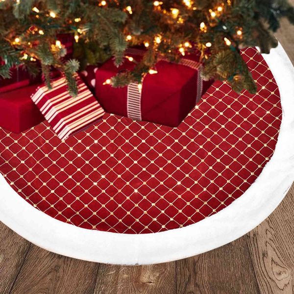 

2022 new decorations sequin embroidery red tree bottom apron christmas tree skirt