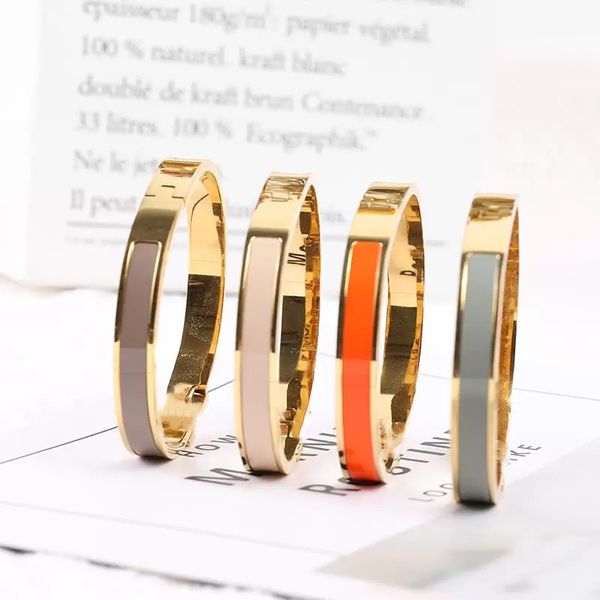 

316l design enamel bangle love man women's letter bracelets never lose bracelet lettter buckle bangles with velvet bag, Black