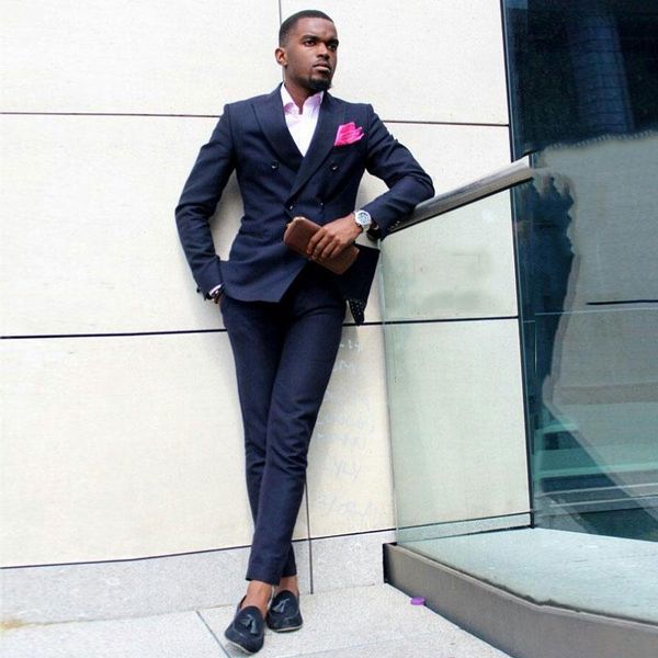 

men's suits & blazers dark blue men wedding business wide peaked lapel formal groom tuxedo prom party man blazer slim fit terno masculi, White;black