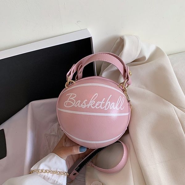 

2021 trend personalized basketball shape round net red same chain single shoulder ins small bag straight hair