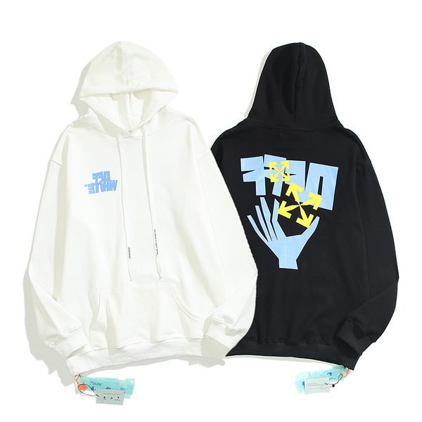

off autumn tide and winter men's women's holding arrow print hoodie, Black