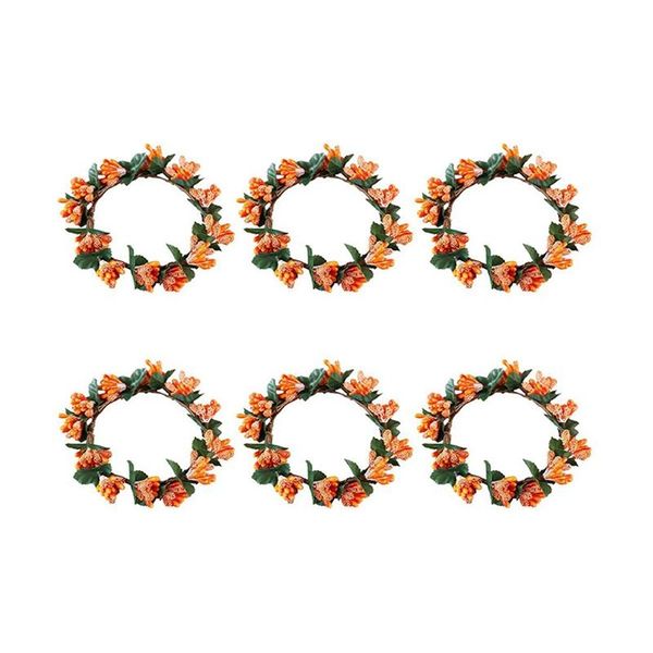 

decorative flowers & wreaths christmas candle rings wreaths,6 pcs orange berry wreath mini fall twig for party,table decor