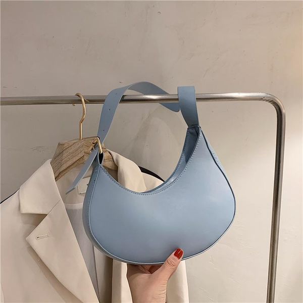 

evening bags french style leather shoulder bag crescent armpit small handbags for women clutch solid color fashion vintage tote purse