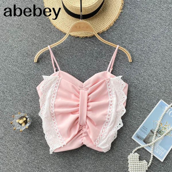 

women's tanks & camis women ruffles bow lace sling arrivals backless temperament fashion spring summer 2021, White