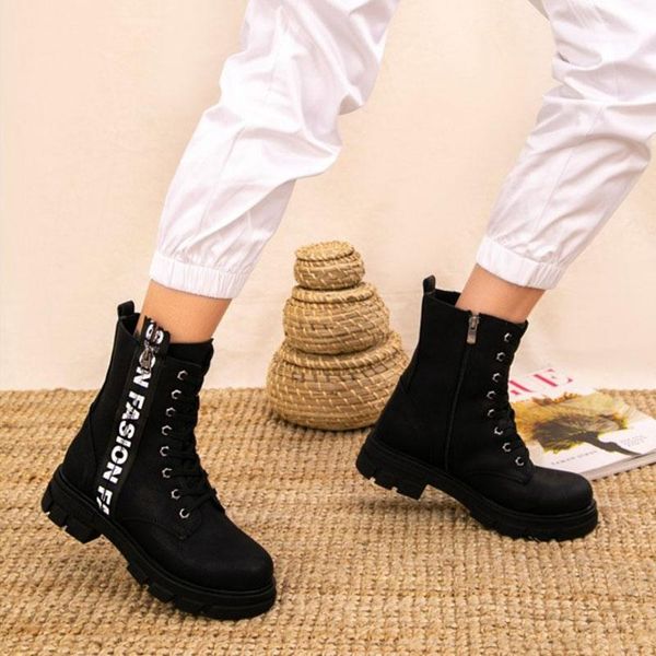 

boots mike black nubuck women 's 2021 winter season stylish, comfortable casual clothing, insole, zipper heels lace-up postal