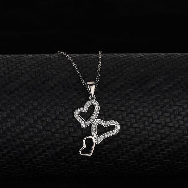 

s925 sterling silver diamond heart-shaped necklace women's heart-to-heart personality fashion heart shape pendant