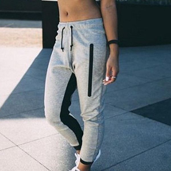 

sports fashion elastic waist women capri casual trousers fitness jogging running leggings for womens, Black;white
