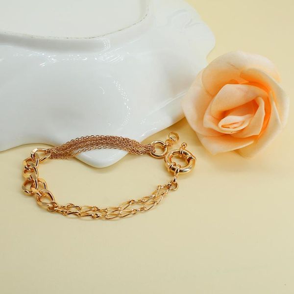 

charm bracelets s boho fashion lock link chain copper bangle bracelet for women exquisite metal jewelry girl beach gift, Golden;silver