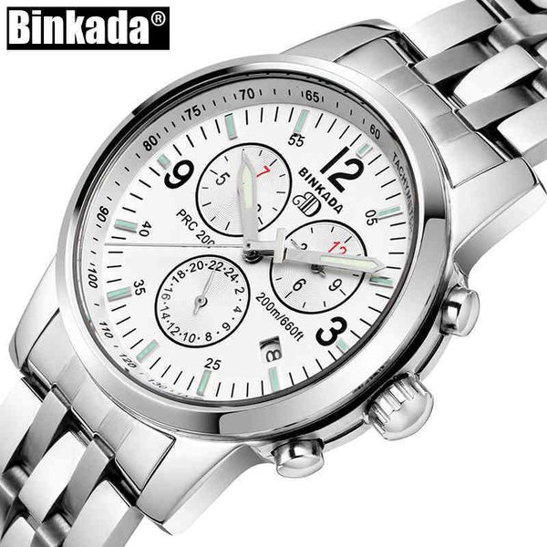 

new sapphire lights automatic luxury watches steel mechanical function clock fire binkada men, Slivery;brown