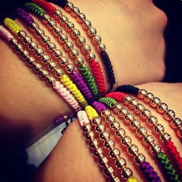 

charm bracelets (10 pieces/lot) anil arjandas for men women stainless steel bead red/black rope braiding bracelet macrame, Golden;silver