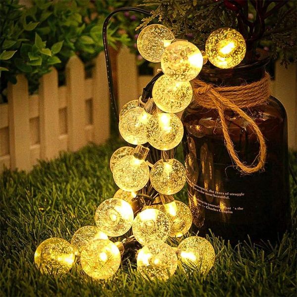 

strips crystal globe solar rope led lights with 8 modes, ip44 waterproof for terrace, pergola, bistro, backyard, garden party